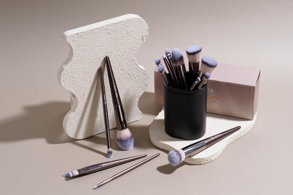 BS MALL Makeup Brush Set 18 Piece Professional Cosmetic Brushes with Black Case for Flawless Makeup