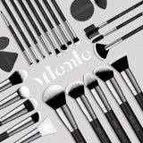 Mlemle 25 Piece Professional Makeup Brush Set Foundation Powder Blush Concealer Eyeshadow Sponge Black