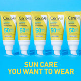 CeraVe Invisible Mineral Sunscreen SPF 50 with Zinc Oxide & Titanium Dioxide Face Sunscreen 1.62 Oz