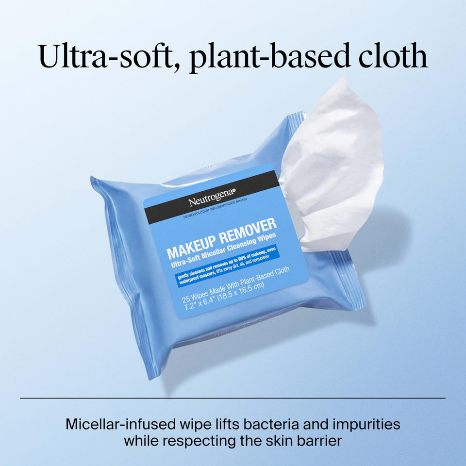 Neutrogena Makeup Remover Wipes Micellar Alcohol Free Face Towelettes Twin Pack 50 Count