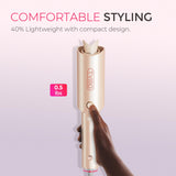 TYMO CURLPRO Automatic Rotating Curling Iron with Ionic Ceramic Barrel for Beach Waves Pink