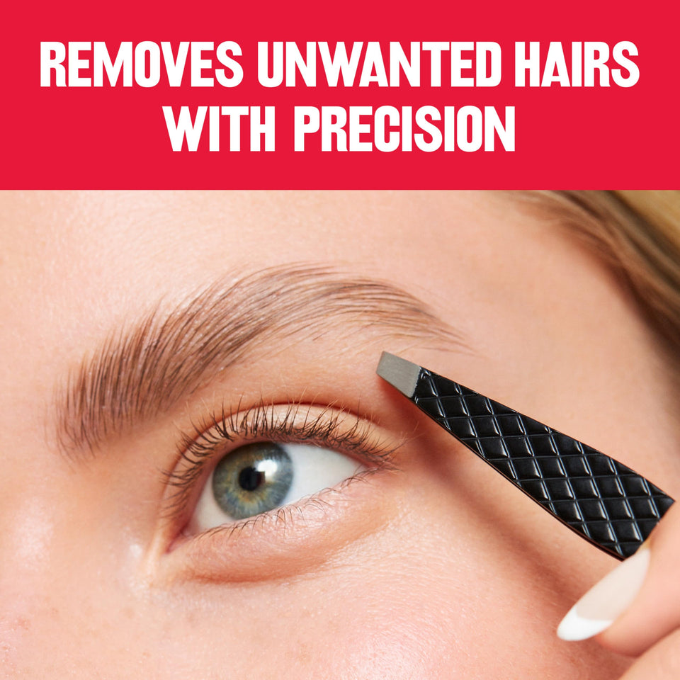 Revlon Expert Slant Tip Tweezer High Precision Stainless Steel Hair Removal Black