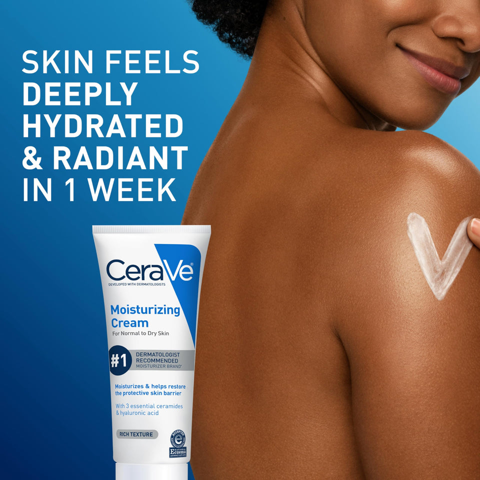 CeraVe Moisturizing Cream for Face & Body with Hyaluronic Acid & Ceramides 19 Oz