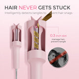 TYMO CURLPRO Automatic Rotating Curling Iron with Ionic Ceramic Barrel for Beach Waves Pink