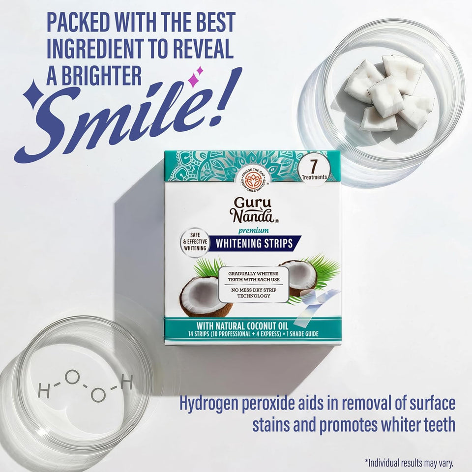 GuruNanda Teeth Whitening Strips Kit 7 Day Formula for Whiter Teeth and Long Lasting Brightness