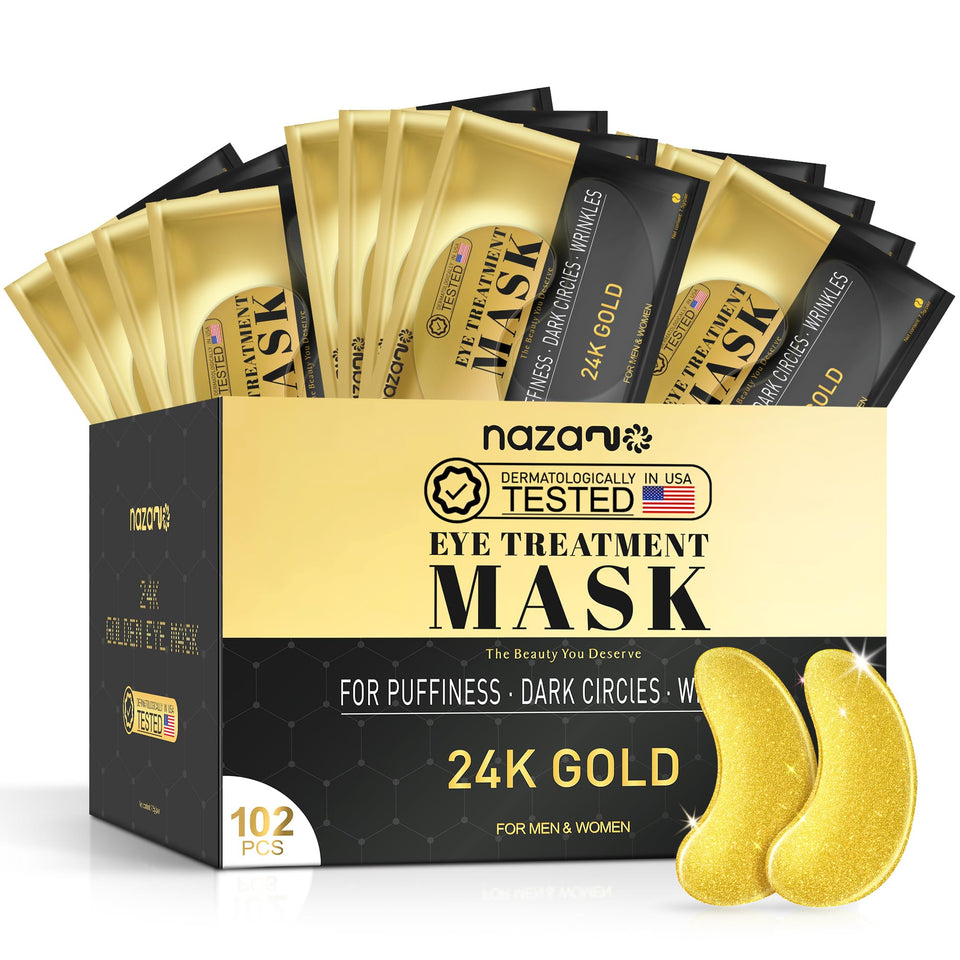 NAZANO Under Eye Patches 60 Pack with Gold Collagen and Hyaluronic Acid for Eye Area Hydration