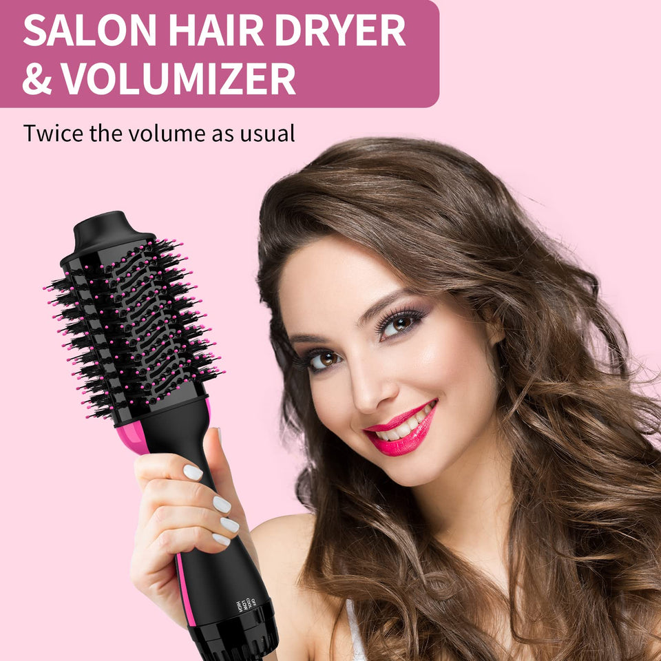 Umeely 4-in-1 Hair Dryer Brush Blow Dryer Styler with Negative Ion Anti-Frizz Ceramic Titanium Barrel