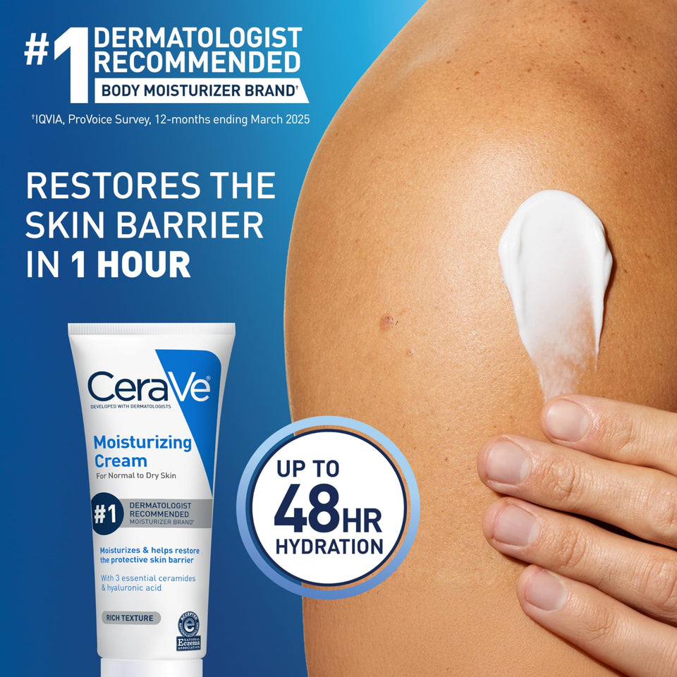 CeraVe Moisturizing Cream for Face & Body with Hyaluronic Acid & Ceramides 19 Oz