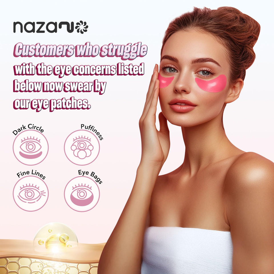 NAZANO Under Eye Patches 60 Pack with Gold Collagen and Hyaluronic Acid for Eye Area Hydration