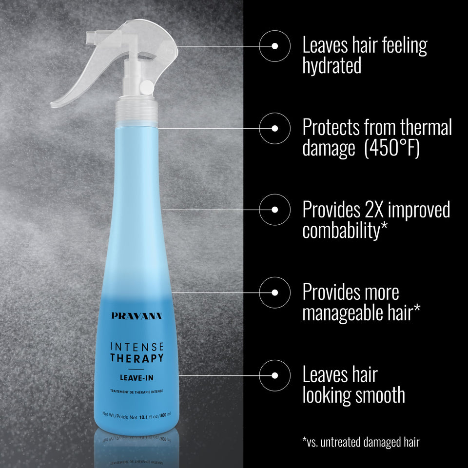 Pravana Intense Therapy Leave In Conditioner Spray and Detangler for All Hair Types with Hydrating Formula