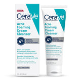 CeraVe Acne Foaming Cream Cleanser with 4% Benzoyl Peroxide Niacinamide & Ceramides Face Wash