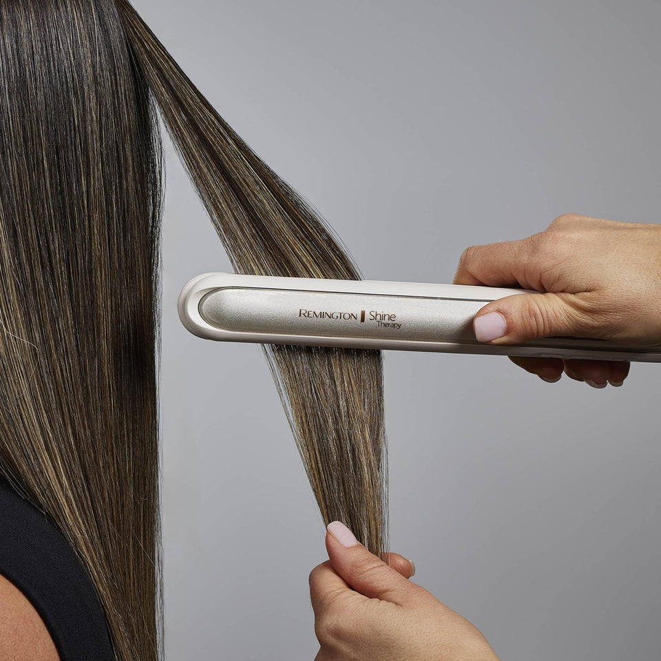 Remington Shine Therapy 1 Inch Ceramic Flat Iron with Argan Oil Keratin for Frizz-Free Smooth Hair