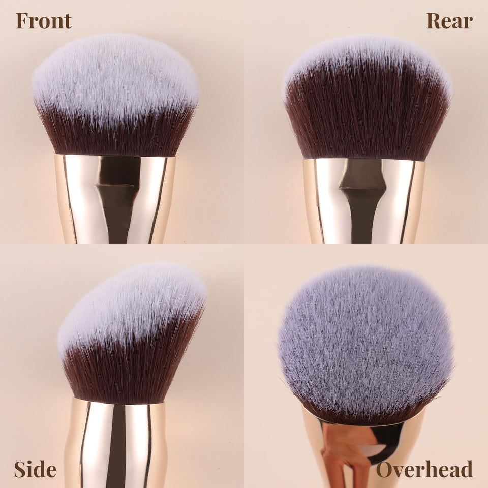 GLO&RAY Angled Kabuki Foundation Brush for Liquid Makeup Dense Buffing Seamless Blending Pink