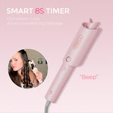 TYMO CURLPRO Automatic Rotating Curling Iron with Ionic Ceramic Barrel for Beach Waves Pink