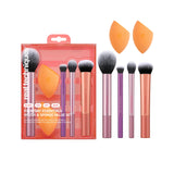 Real Techniques 6 piece everyday essentials brush set 4 brushes 2 sponges gift - BuyO
