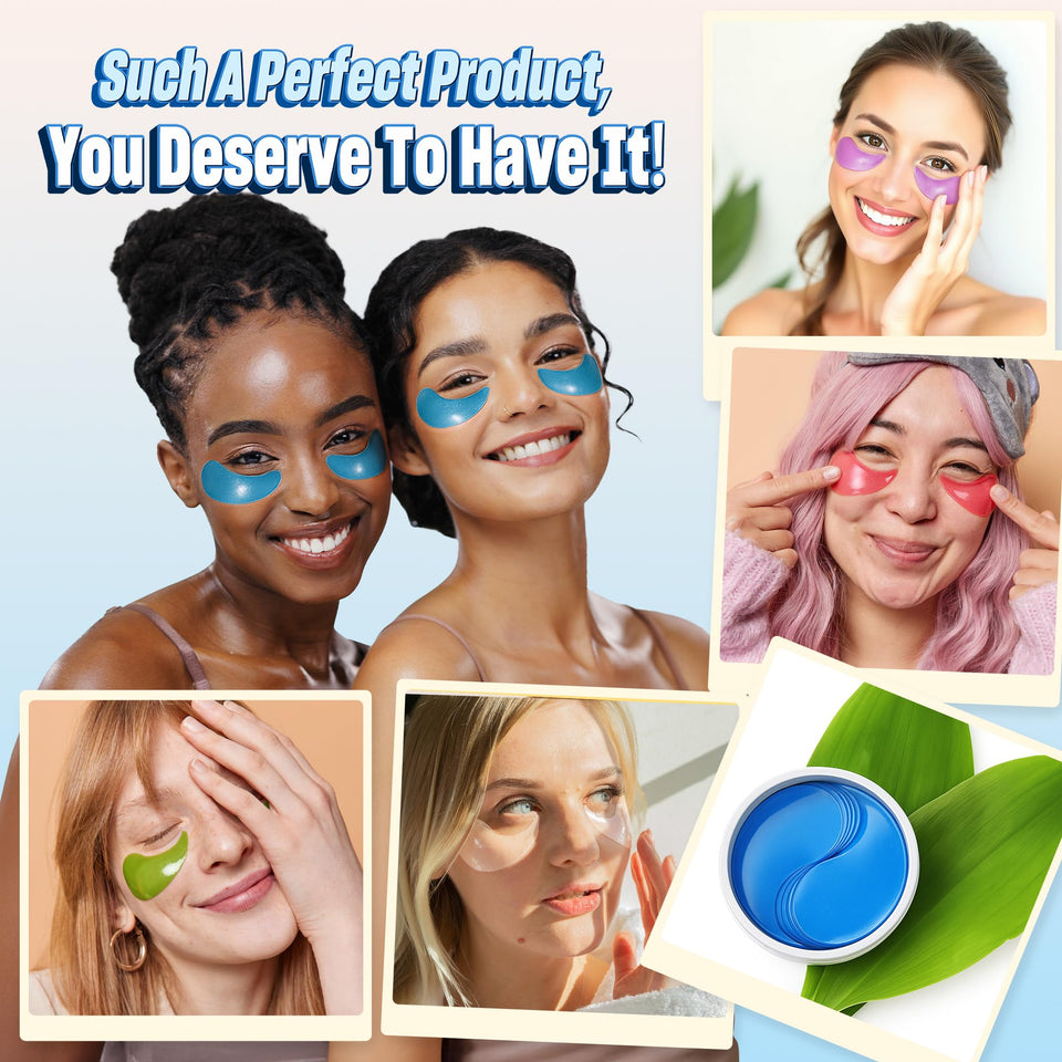 NAZANO Under Eye Patches 60 Pack with Gold Collagen and Hyaluronic Acid for Eye Area Hydration