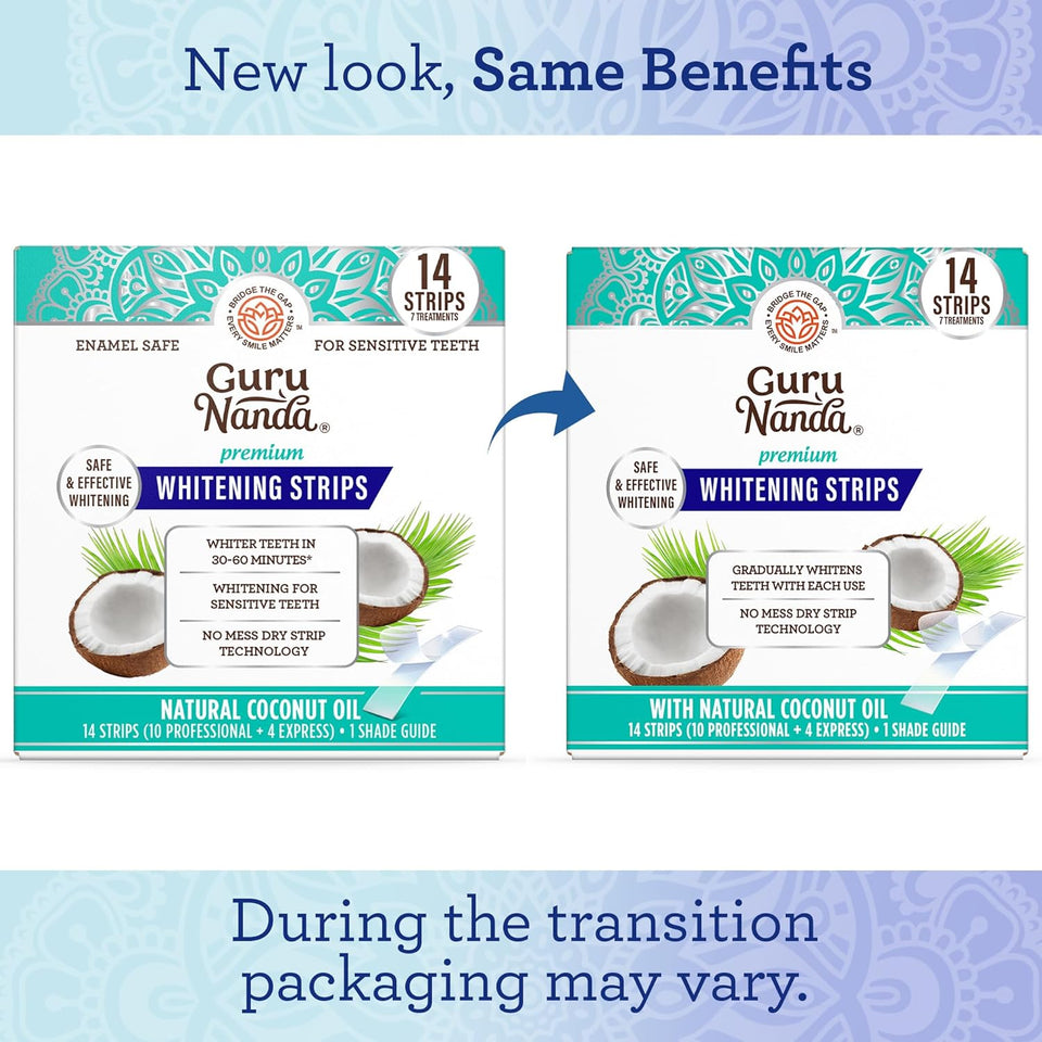 GuruNanda Teeth Whitening Strips Kit 7 Day Formula for Whiter Teeth and Long Lasting Brightness