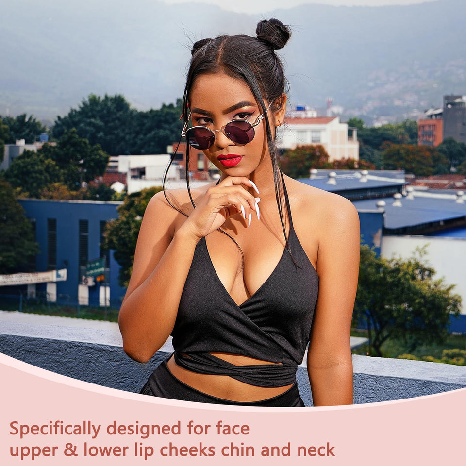 Women Facial Hair Remover Electric Face Shaver for Smooth Peach Fuzz and Lip Hair Removal Rose Gold