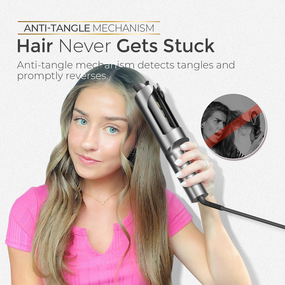 TYMO CurlPro Plus Ceramic Automatic Hair Curler with Anti-Scald Design for Long Hair Women Gold