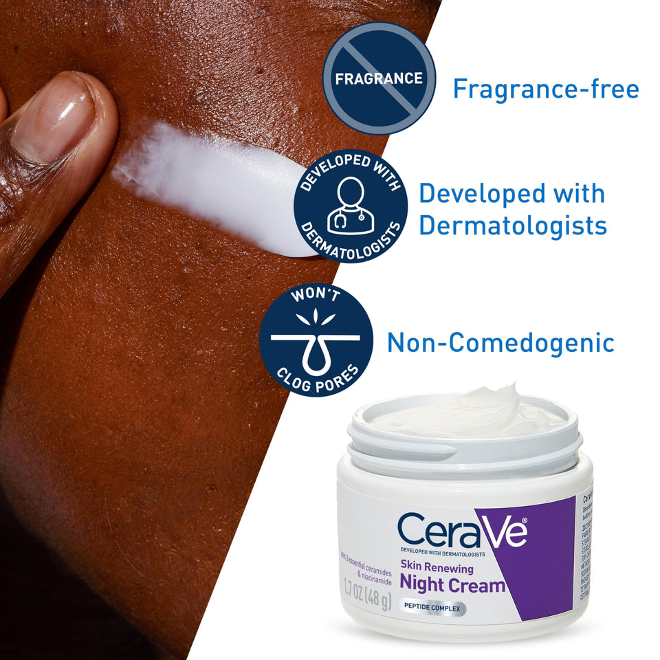 CeraVe Skin Renewing Night Cream with Niacinamide Peptides & Hyaluronic Acid 1.7 Oz