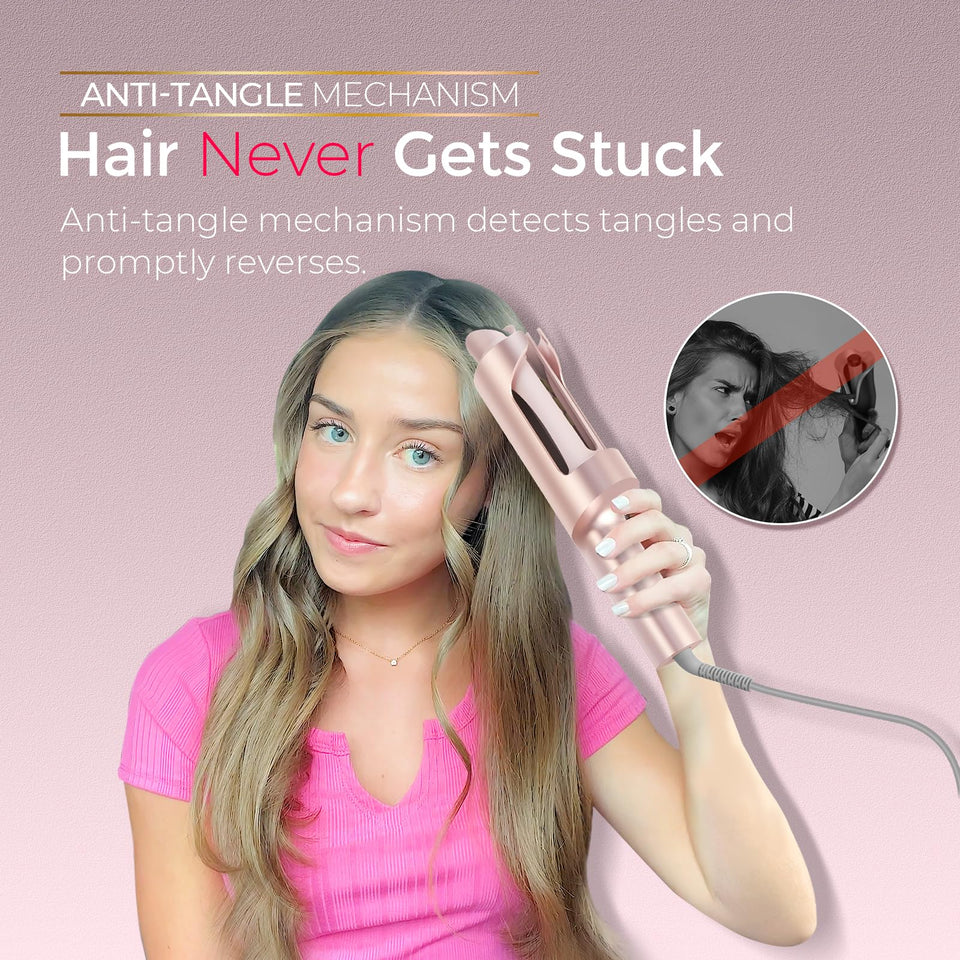 TYMO CurlPro Plus Ceramic Automatic Hair Curler with Anti-Scald Design for Long Hair Women Gold
