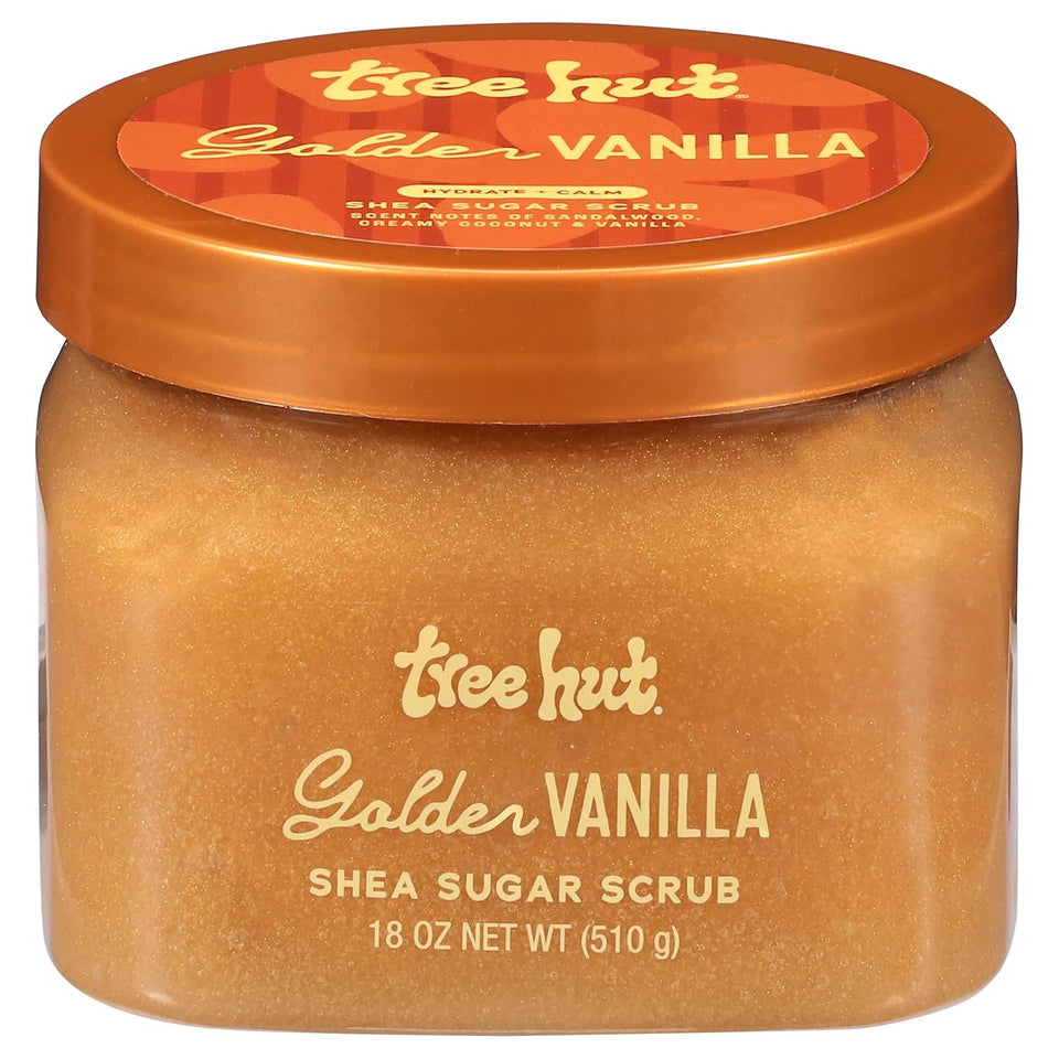 Tree Hut Vanilla Body Scrub with Shea Butter & Essential Oils Hydrating Sugar Exfoliator 18 Oz