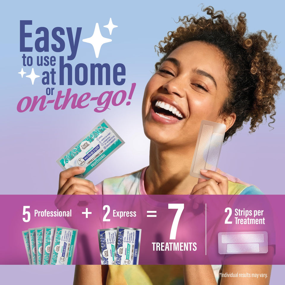 GuruNanda Teeth Whitening Strips 7-Day Kit Non-Slip Dry Strip Technology Brighter Smile