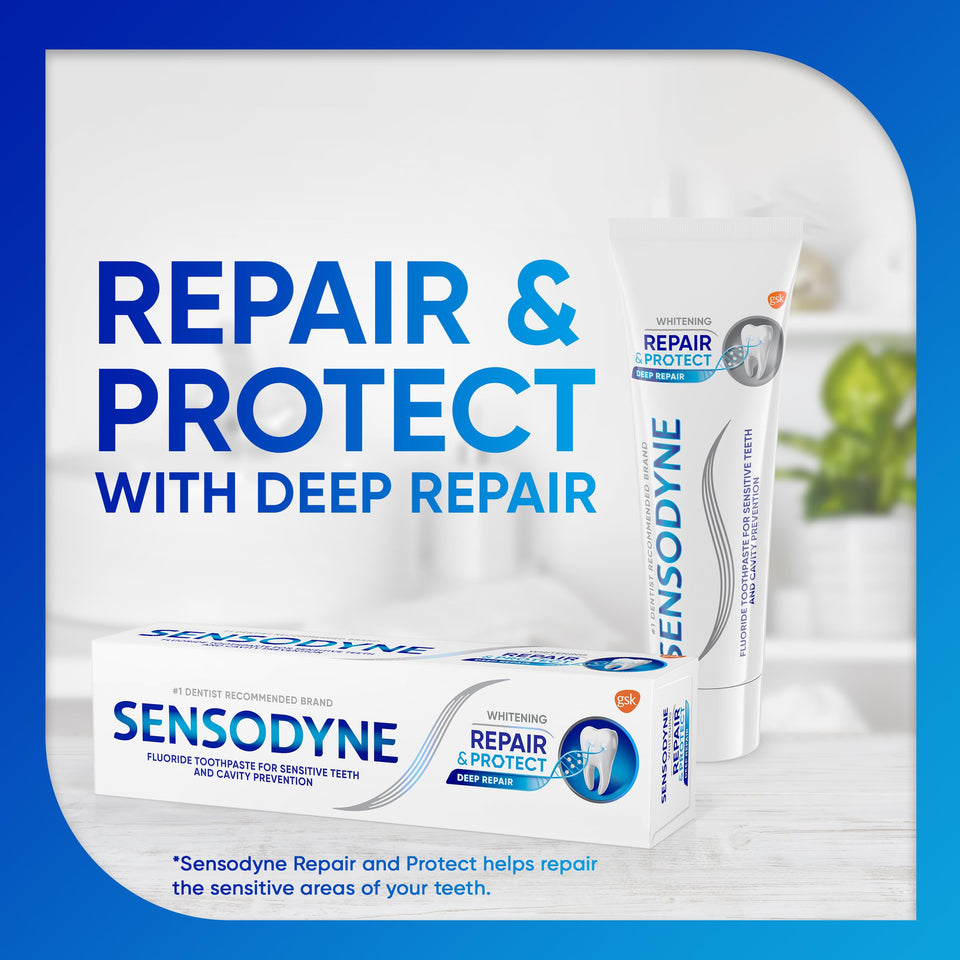 Sensodyne Repair and Protect Whitening Toothpaste for Sensitive Teeth with Cavity Protection Pack of 2