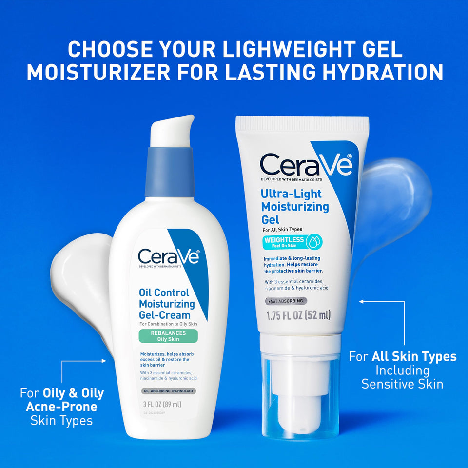CeraVe Ultra Light Moisturizing Gel Face Cream with Ceramides Hyaluronic Acid & Niacinamide 1.75 Oz
