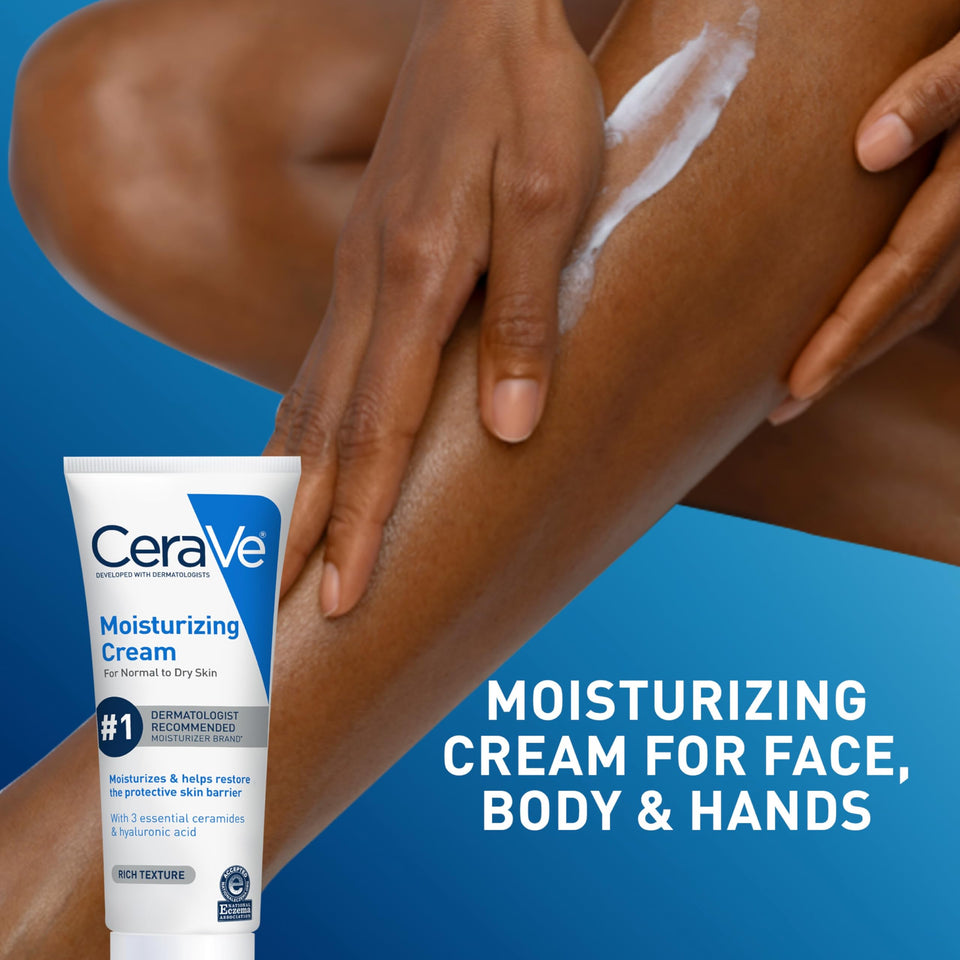 CeraVe Moisturizing Cream for Face & Body with Hyaluronic Acid & Ceramides 19 Oz