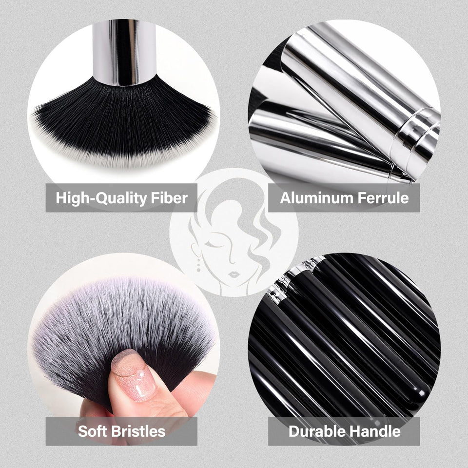 Mlemle 25 Piece Professional Makeup Brush Set Foundation Powder Blush Concealer Eyeshadow Sponge Black
