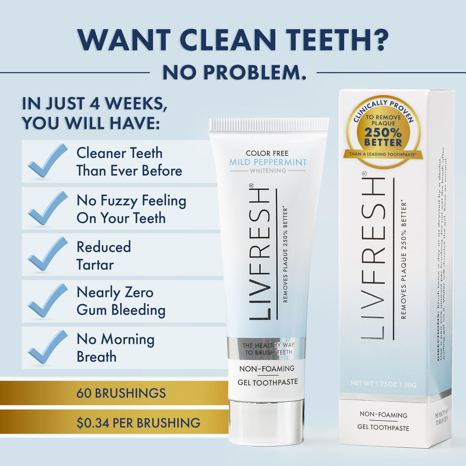 LIVFRESH Toothpaste Gel Clinically Proven for Better Plaque Removal and Improved Gum Health