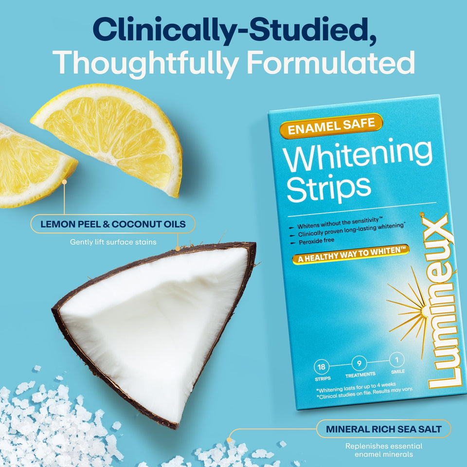 Lumineux Teeth Whitening Strips Kit Peroxide Free Formula for Whiter Teeth and Enamel Protection