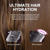 Wavytalk Steam Hair Straightener Nano Titanium 1.38 Inch with Detachable Comb Silk Press Sakura Pink