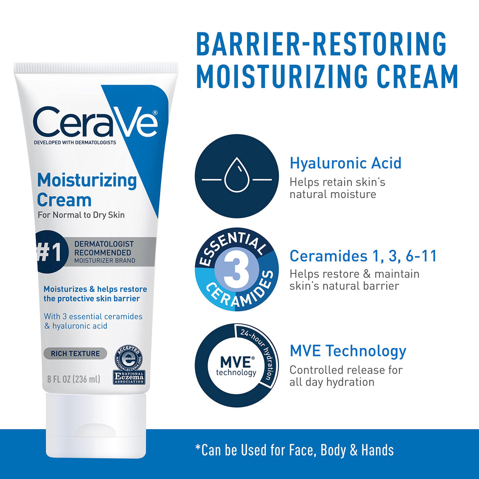 CeraVe Moisturizing Cream & Hydrating Facial Cleanser Set for Dry Skin Travel Skin Care Kit