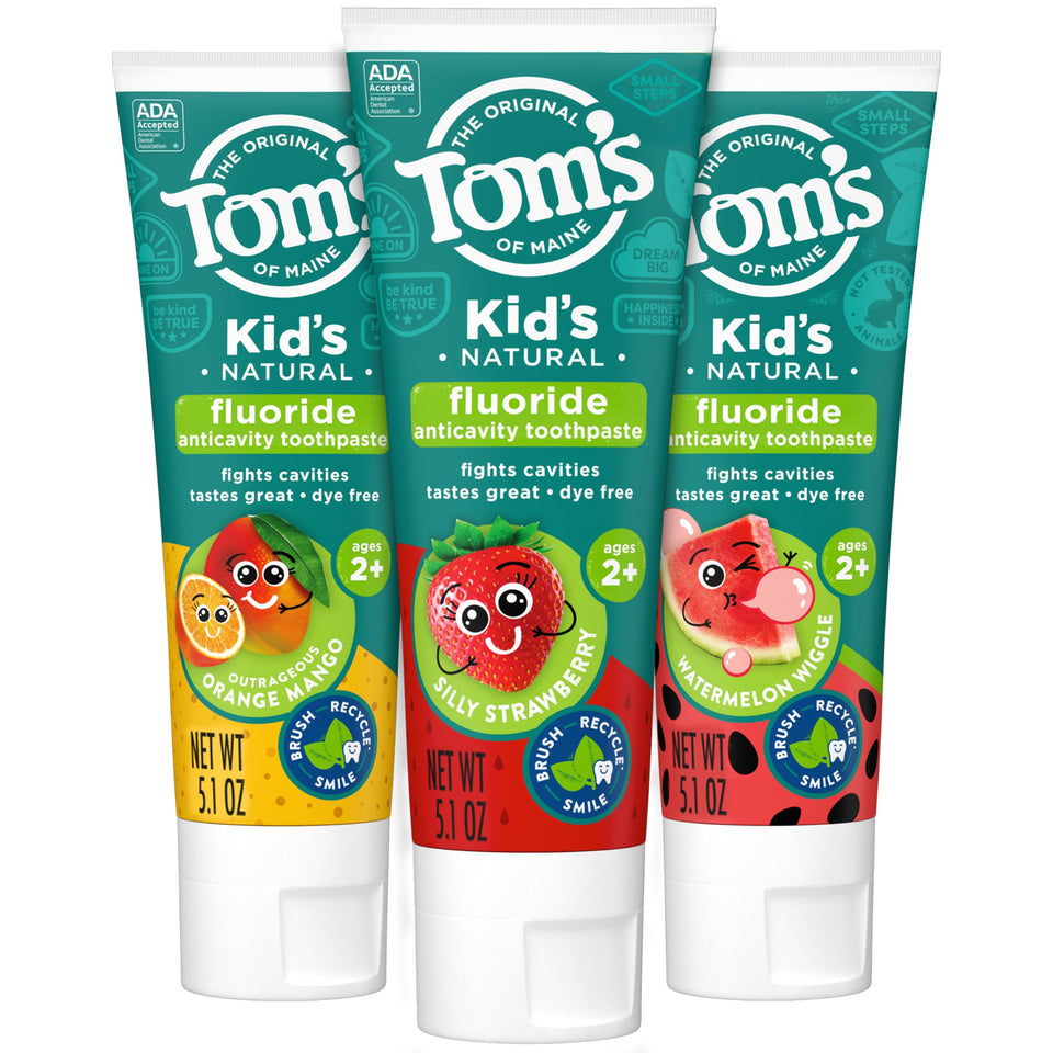 Tom’s of Maine Watermelon Wiggle Kids Toothpaste with Fluoride for Daily Cavity Protection Care