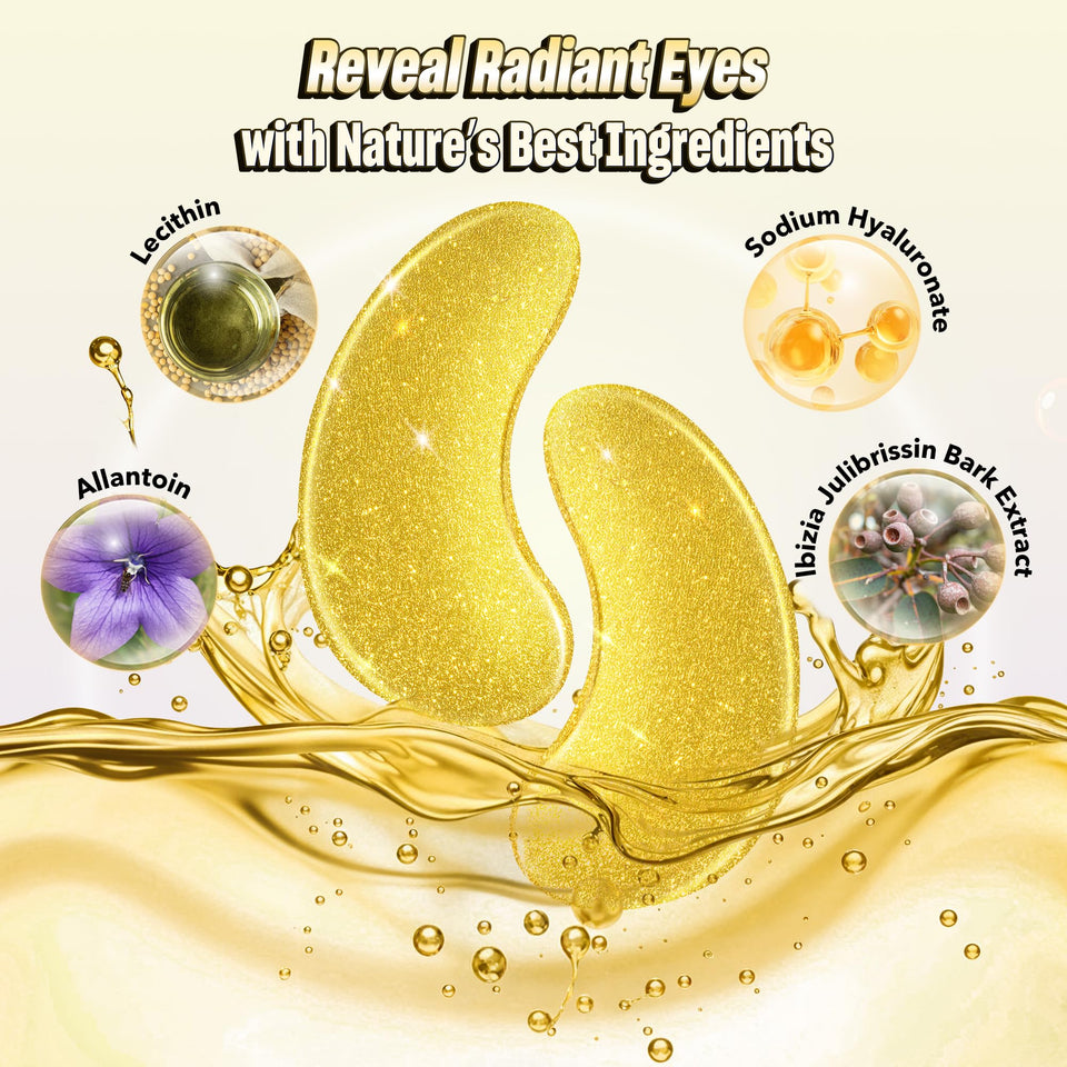 NAZANO Under Eye Patches 60 Pack with Gold Collagen and Hyaluronic Acid for Eye Area Hydration
