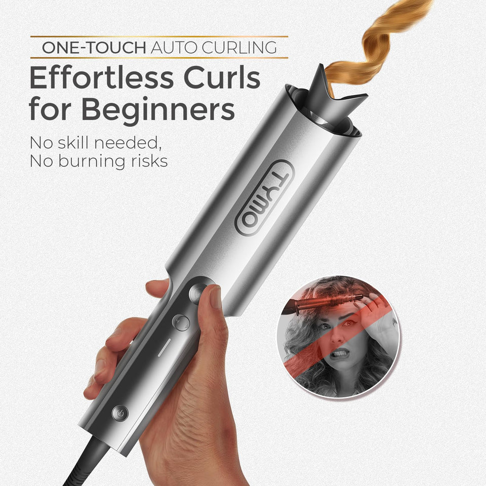 TYMO CurlPro Plus Ceramic Automatic Hair Curler with Anti-Scald Design for Long Hair Women Gold