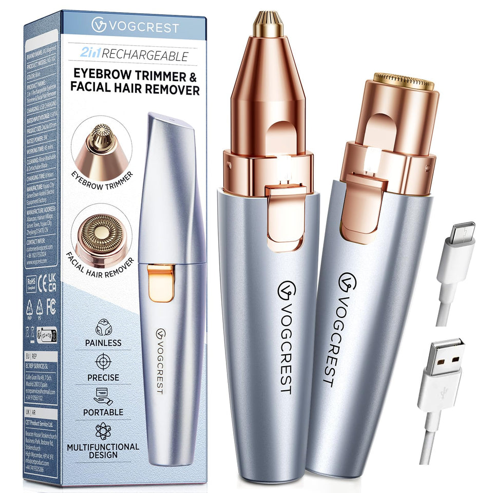VG VOGCREST Facial Hair Remover and Eyebrow Shaver with Rechargeable LED Precision Trimmer