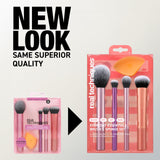Real Techniques 6 Piece Everyday Essentials Makeup Brush Set 4 Brushes 2 Sponges Cruelty-Free Vegan Gift