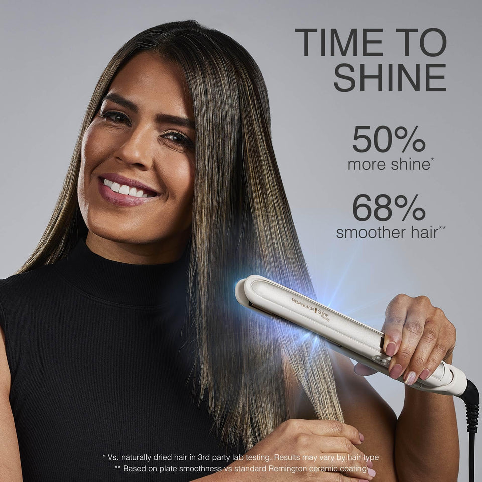 Remington Shine Therapy 1 Inch Ceramic Flat Iron with Argan Oil Keratin for Frizz-Free Smooth Hair