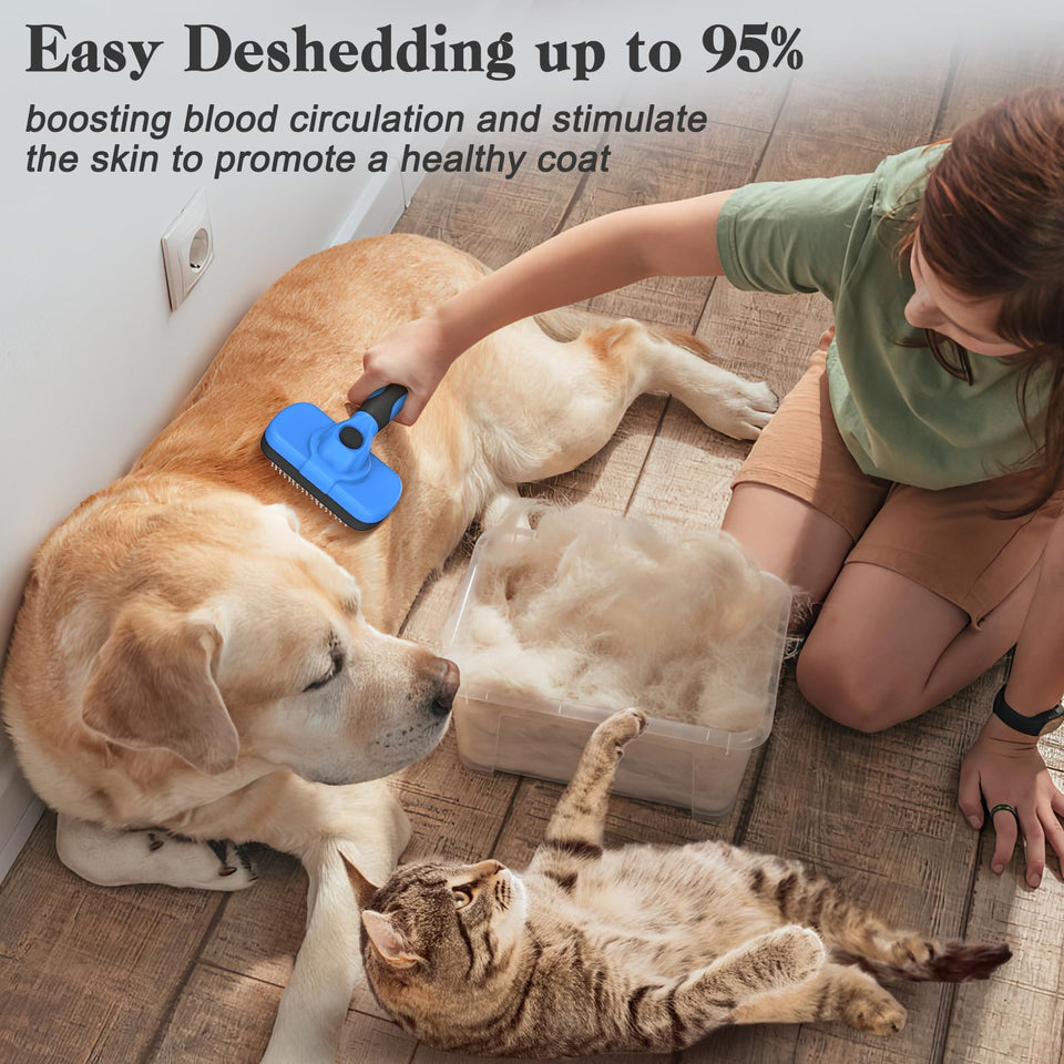 Swihauk Self-Cleaning Slicker Brush Deshedding Grooming Tool for Dogs and Cats Blue