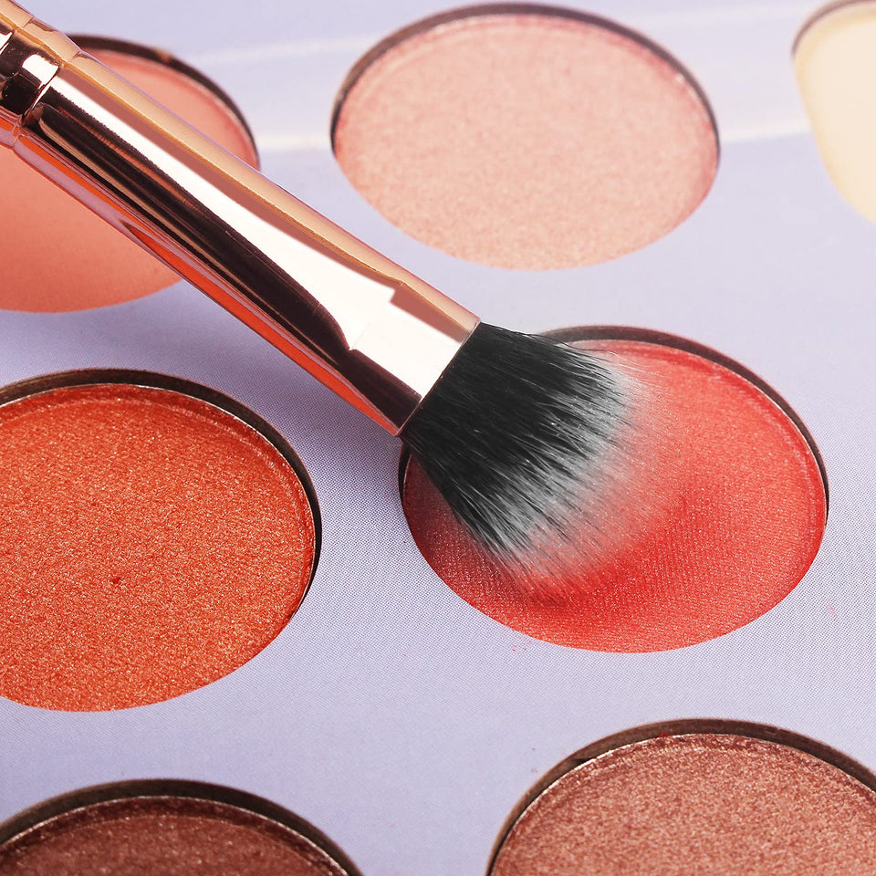 Real Perfection 16 Piece Makeup Brush Set with Eyebrow Razor Synthetic Foundation Concealer Eyeshadow Blush Pink