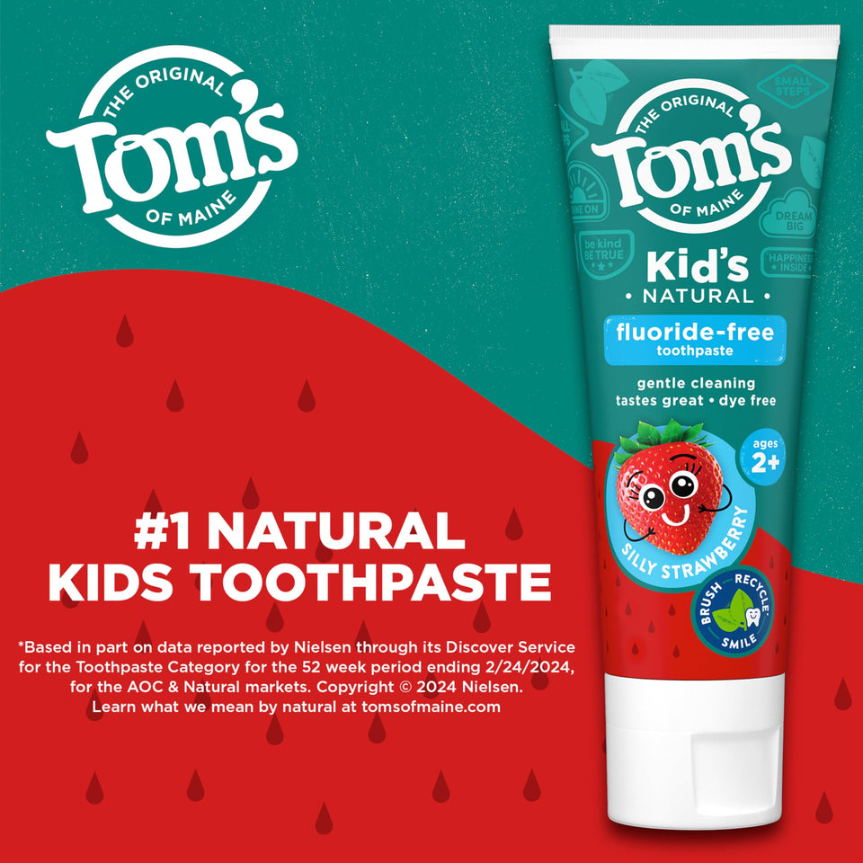 Tom’s of Maine Watermelon Wiggle Kids Toothpaste with Fluoride for Daily Cavity Protection Care