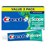 Crest Plus Scope Whitening Toothpaste Pack of 3 with Anticavity Fluoride and Fresh Breath Care
