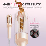 TYMO CURLPRO Automatic Rotating Curling Iron with Ionic Ceramic Barrel for Beach Waves Pink