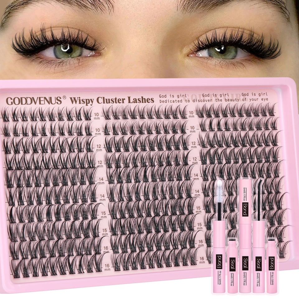 Goddvenus lash clusters kit 300 piece wispy DIY eyelash extensions C curl 10-16mm - BuyO