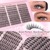 Goddvenus Lash Clusters Kit 300 Piece Wispy DIY Eyelash Extensions C Curl 10-16mm Natural Look