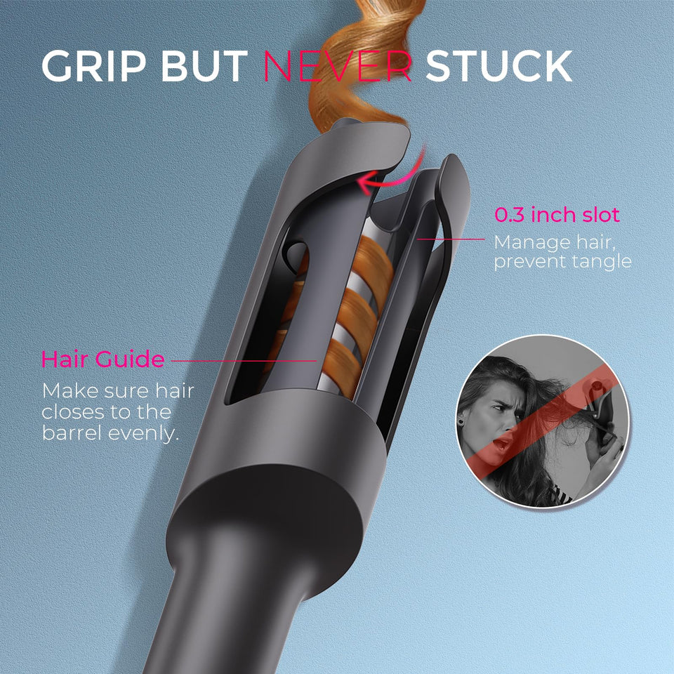 TYMO CURLPRO Automatic Rotating Curling Iron with Ionic Ceramic Barrel for Beach Waves Pink