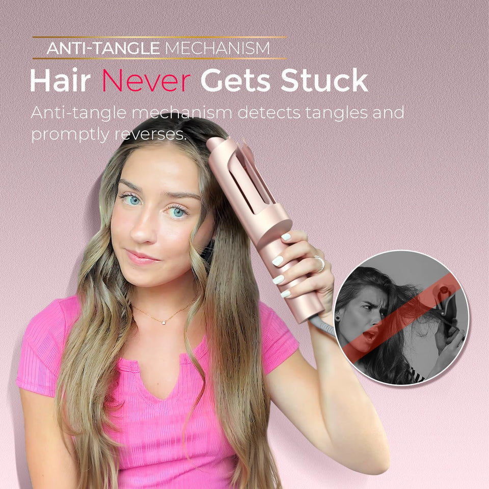 TYMO CurlPro Plus Ceramic Automatic Hair Curler with Anti-Scald Design for Long Hair Women Gold